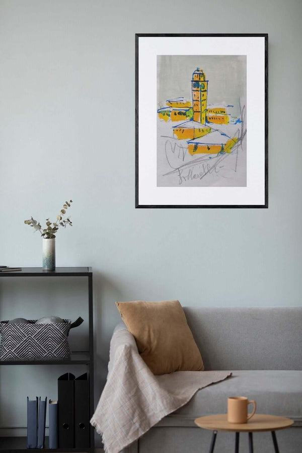 Piazzetta sotto la neve - Original Drawing Art - Fondazione Gottarelli Italian Art
