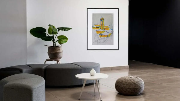 Piazzetta sotto la neve - Original Drawing Art - Fondazione Gottarelli Italian Art