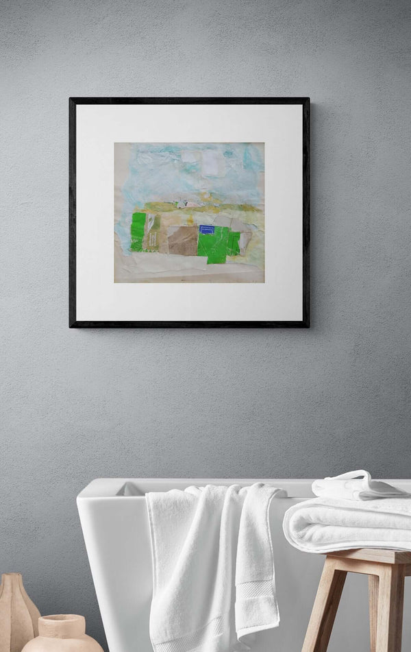 Poesia collagistica - Vista del quadro in contesto abitativo per idee di arredamento.