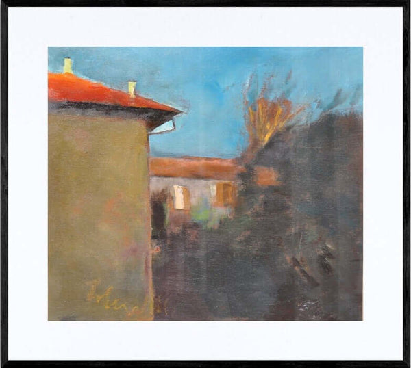 Poesia delle case - Opera d'arte originale acrilico su tavola Tonino Gottarelli, 57x50 cm (22,4x19,6 pollici)