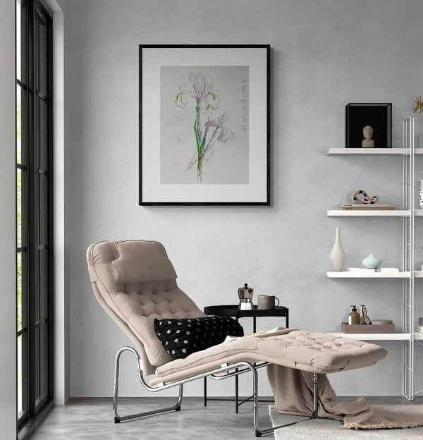 Profilo tra i fiori - Original Italian Floral Drawing - Fondazione Gottarelli Italian Art