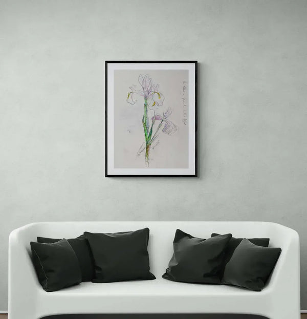 Profilo tra i fiori - Original Italian Floral Drawing - Fondazione Gottarelli Italian Art