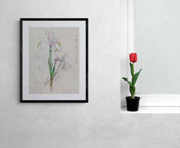 Profilo tra i fiori - Original Italian Floral Drawing - Fondazione Gottarelli Italian Art