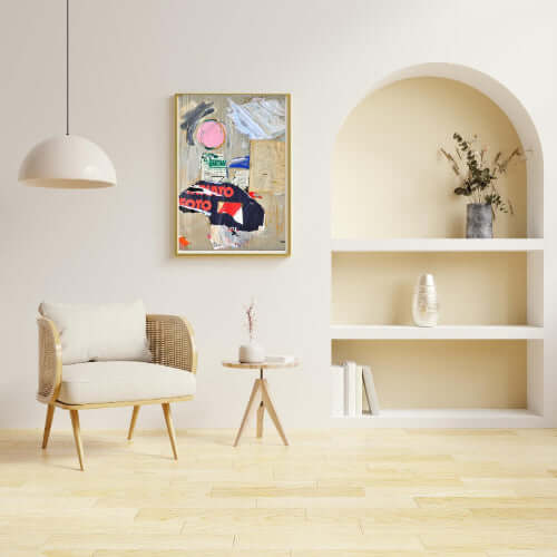 Punto di vista - Opera d'arte originale ambientata in casa per ispirare l'arredamento.