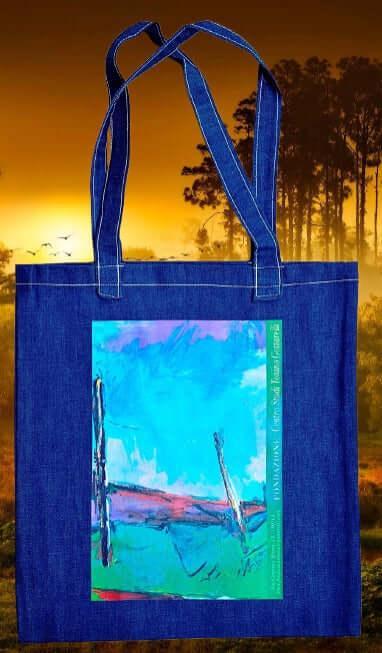 Raggiro prospettico - Borsa Shopping Denim con Stampa Gottarelli - Fondazione Gottarelli Italian Art
