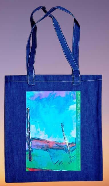 Raggiro prospettico - Borsa Shopping Denim con Stampa Gottarelli - Fondazione Gottarelli Italian Art