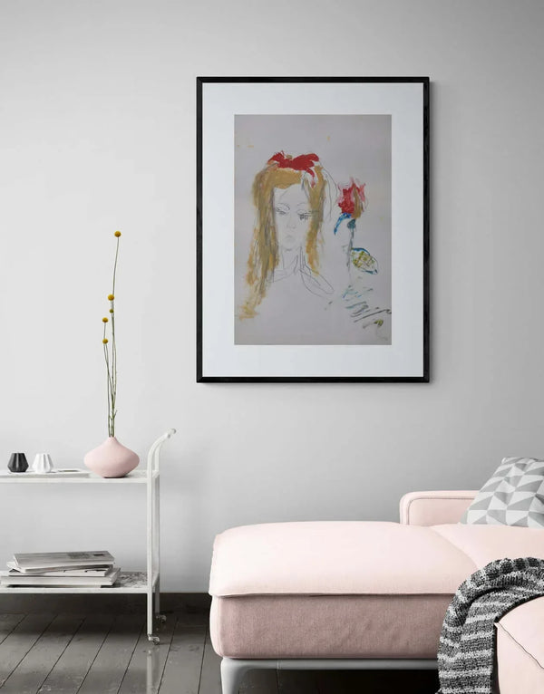 Rosa per un volto - Original Italian Drawing - Fondazione Gottarelli Italian Art