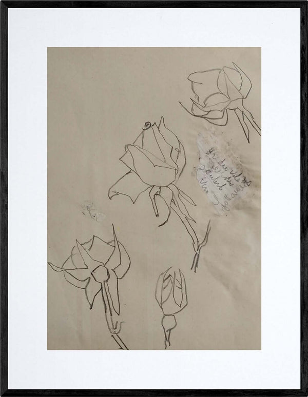 Rose nel tempo - Opera d'arte originale matita e collage su carta Tonino Gottarelli, 29x21 cm (11,4x8,2 in)