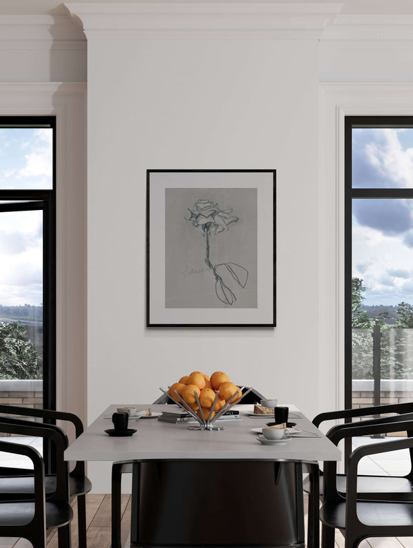 Solo una rosa - Esempio dell'opera d'arte italiana contemporanea esposta in salotto.