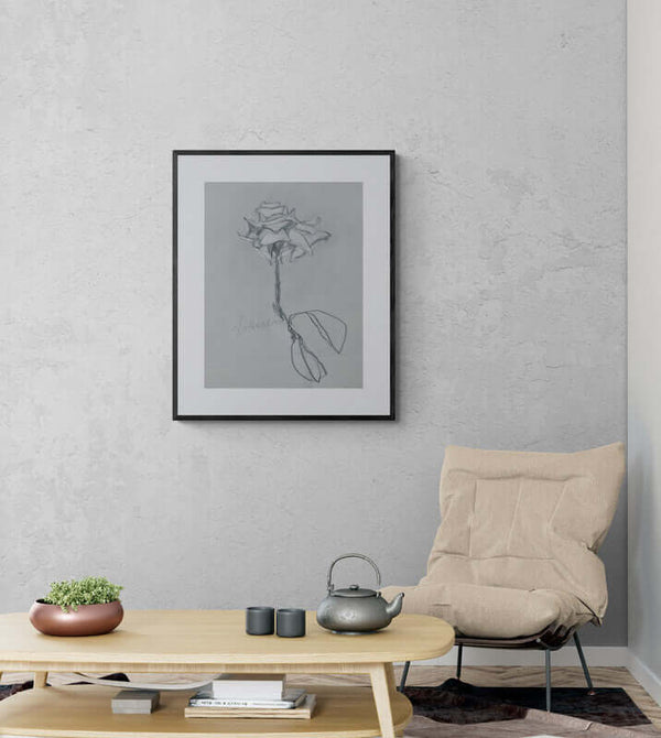 Solo una rosa - Disegno a matita di una rosa, con dettagli delicati e petali ben definiti.