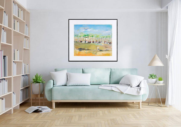 Sulla riva del fiume - Vista completa dell'opera d'arte in ambiente domestico.