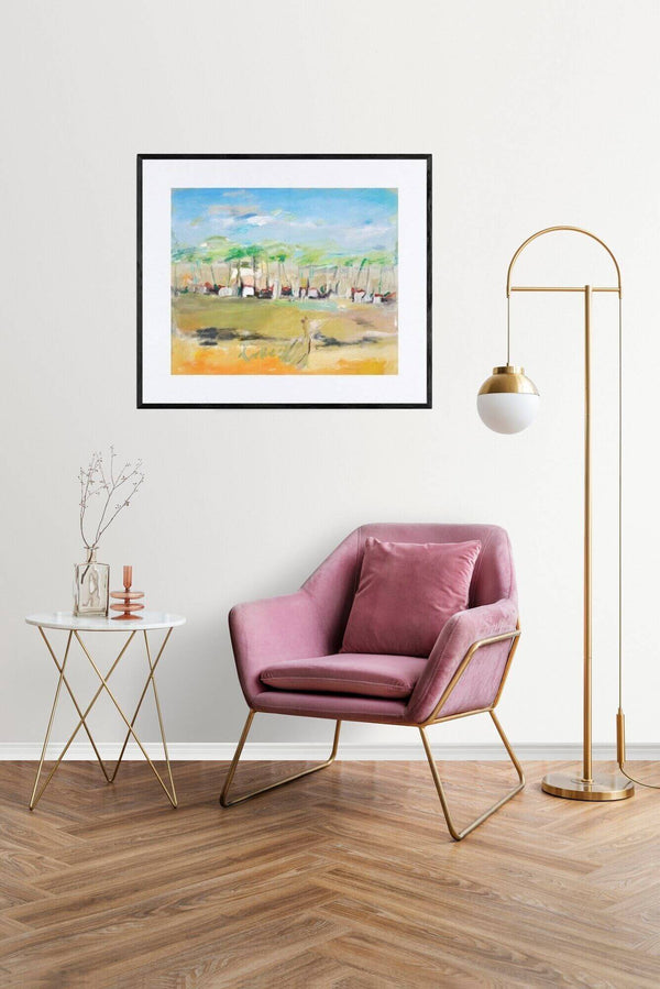 Sulla riva del fiume - Opera d'arte ambientata in casa per ispirare l'arredamento.