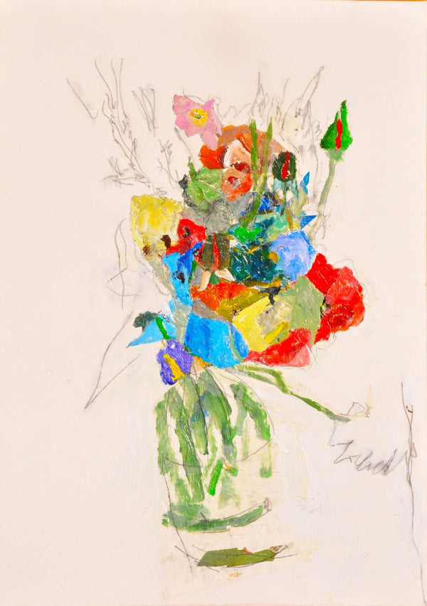 Un abbraccio di fiori - Vista dell'opera d'arte senza cornice, certificazione inclusa.