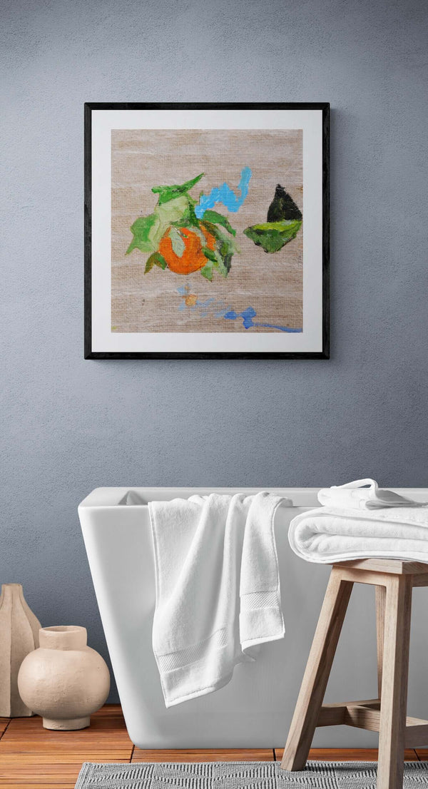 Un arancio nel suo mistero - Vista del quadro in contesto abitativo per idee di arredamento.