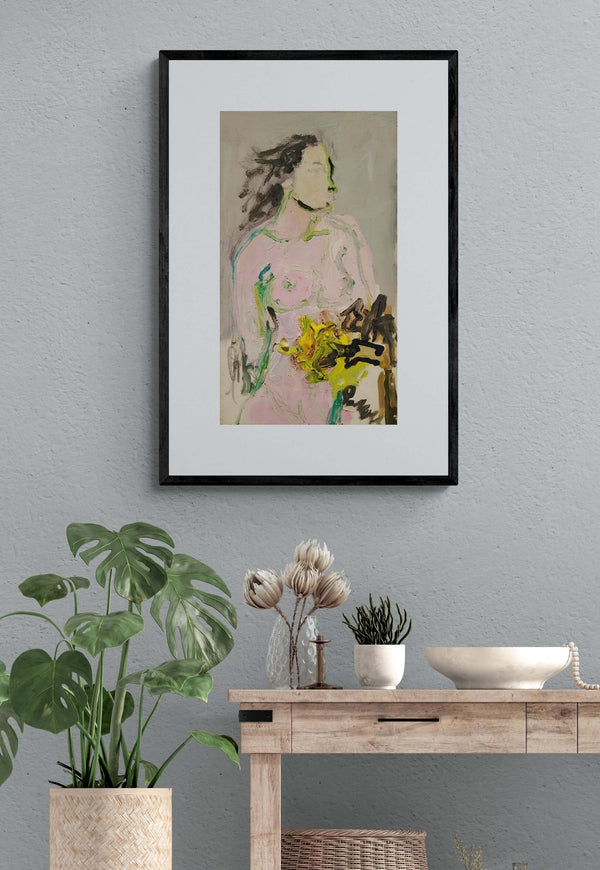 Un fiore per una donna - Esempio di come il dipinto originale si integra nell'ambiente domestico.