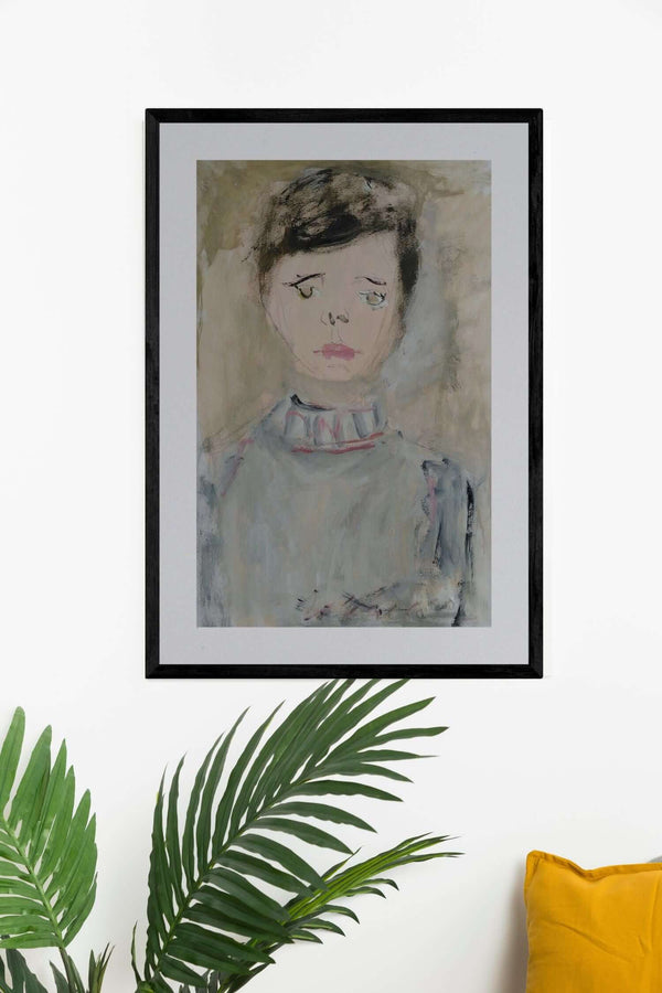 Un giorno triste - Esempio di come il dipinto originale si integra nell'ambiente domestico.