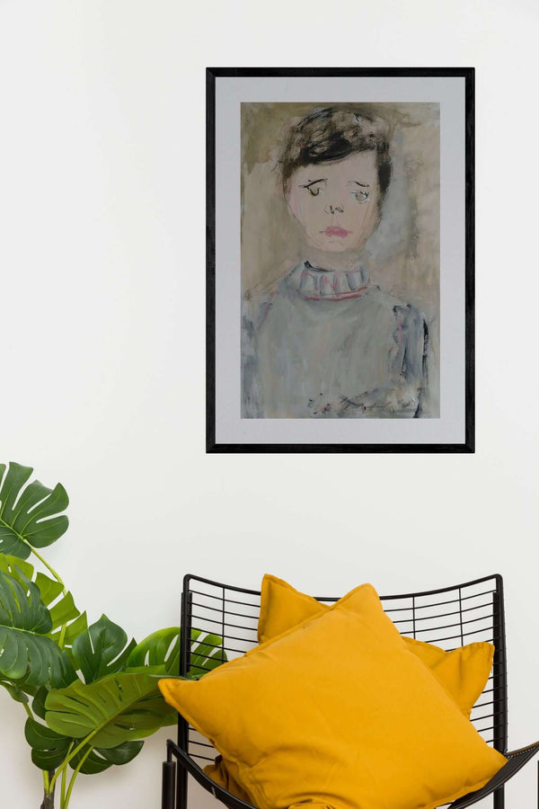 Un giorno triste - Rappresentazione artistica di un giovane, che trasmette un senso di innocenza e stile.