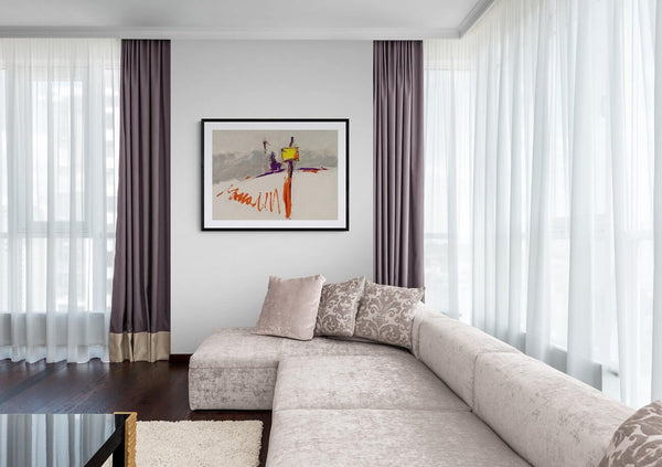 Un ritmo nel silenzio - Un'opera d'arte che mostra un cartello giallo sulla neve che punta verso il cielo, catturando l'attenzione