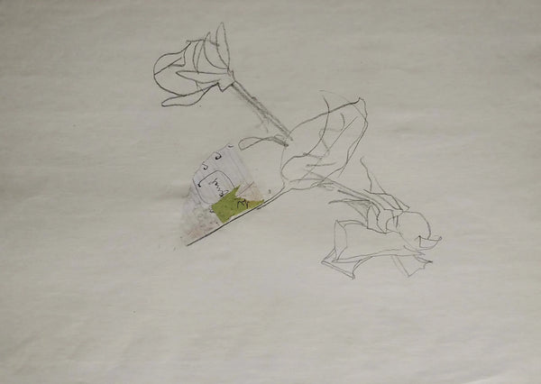 Una foglia tra due steli - Original Italian Drawing - Fondazione Gottarelli Italian Art