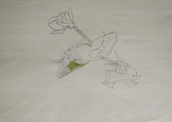 Una foglia tra due steli - Original Italian Drawing - Fondazione Gottarelli Italian Art