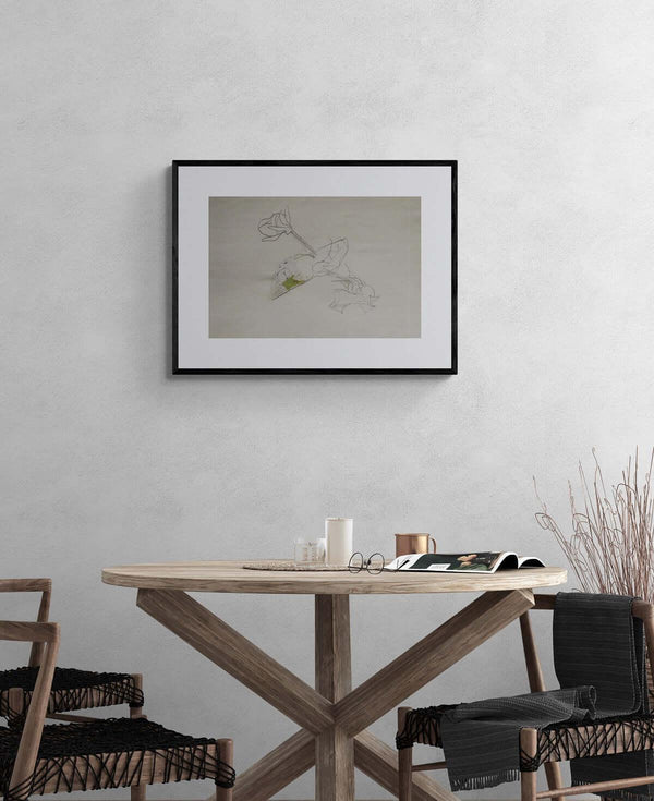 Una foglia tra due steli - Original Italian Drawing - Fondazione Gottarelli Italian Art