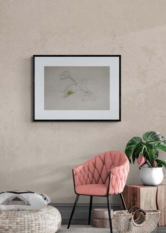 Una foglia tra due steli - Original Italian Drawing - Fondazione Gottarelli Italian Art