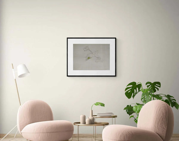 Una foglia tra due steli - Original Italian Drawing - Fondazione Gottarelli Italian Art