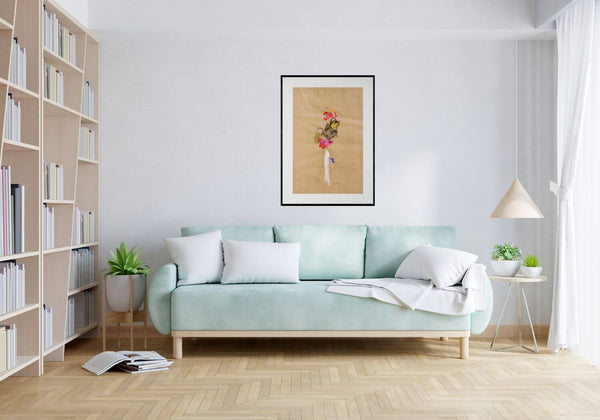 Vaso tutto bianco - Vista del quadro in contesto abitativo per idee di decorazione.