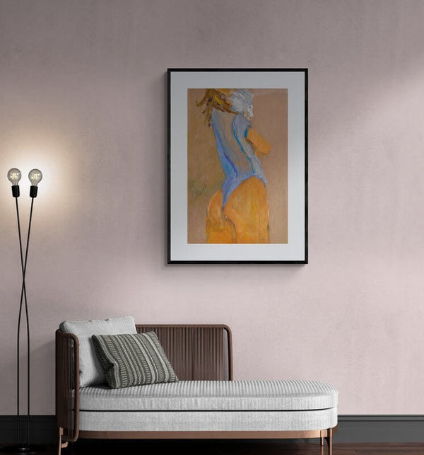 Vestita d'azzurro - Esempio di come il dipinto originale si integra nell'ambiente domestico.