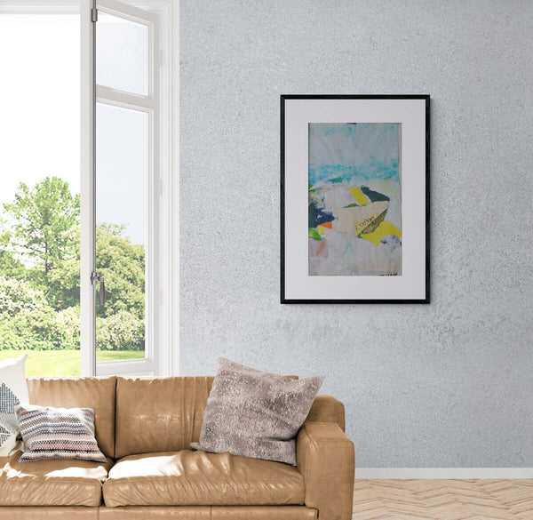 A colori - Dipinto esposto in soggiorno moderno per mostrare l'effetto decorativo