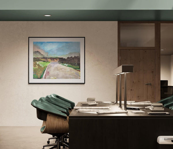 Al tramonto - Vista del quadro in contesto lavorativo per idee di arredamento