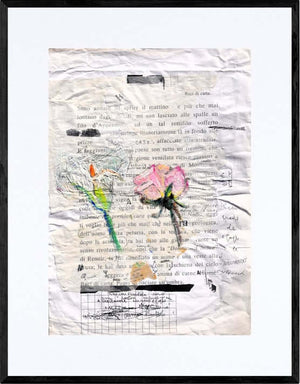 Balbettio letterario - Opera d'arte originale acrilico e collage su cartoncino di Tonino Gottarelli, 42x30 cm (13,5x11,8 in)