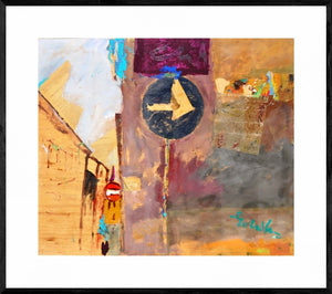 Case all'incrocio - Opera d'arte certificata acrilico e collage su tavola di Tonino Gottarelli, 90x105 cm
