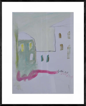 Case in trasparenza - Opera d'arte originale tempera e matita su carta Tonino Gottarelli, 33x24 cm (12,9x9,4 in)