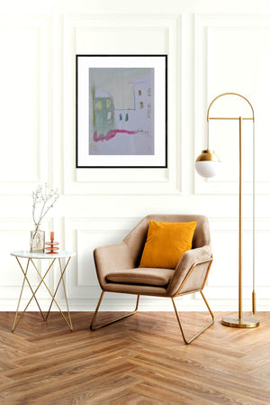 Case in trasparenza - Disegno di una casa con tonalità di rosa e verde, evocando un ambiente colorato e invitante.