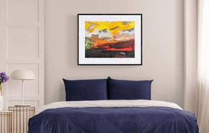 Cielo al tramonto - Opera d'arte ambientata in casa per ispirare l'arredamento.