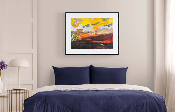 Cielo al tramonto - Opera d'arte ambientata in casa per ispirare l'arredamento.