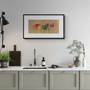 Da colore a colore - Opera d'arte originale con vari colori di ortaggi esposta in cucina per arredamento.