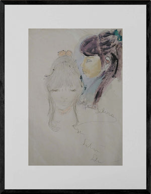 Di faccia e di profilo - Opera d'arte originale acrilico e matita su cartoncino Tonino Gottarelli, 48x33 cm (18,8x12,9 in)
