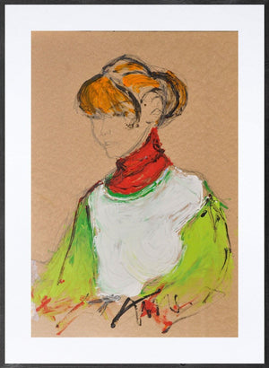 Donna che legge - Opera d'arte originale acrilico e matita su cartone pressato Tonino Gottarelli, 100x70 cm (39,3x27,5 in) 