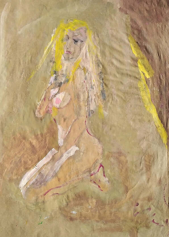 Donna e poesia - Vista dell'opera d'arte senza cornice, certificazione inclusa.