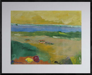Due presenze nel paesaggio - Opera d'arte acrilico e collage su tavola di Tonino Gottarelli, 72x93 cm (28,3x36,6 in)