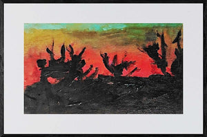 Fiamme al tramonto - Opera d'arte originale acrilico su tavola Tonino Gottarelli, 30x60 cm (13,7x23,6 in)