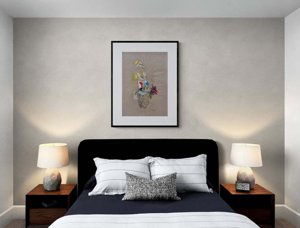 Fiori nel colore - Esempio di come il dipinto originale si integra nell'ambiente domestico.