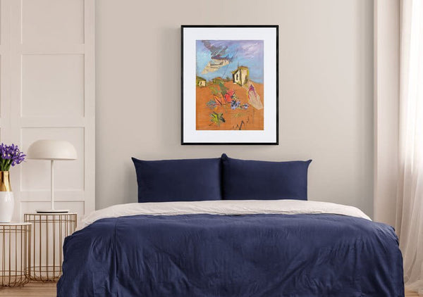 Foglie color cuoio - Esempio di come il dipinto originale si integra nell'ambiente domestico.