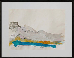 Giallo e azzurro - Opera d'arte originale acrilico, collage e matita su carta di Tonino Gottarelli, 24x33 cm (9,4x12,9 in)