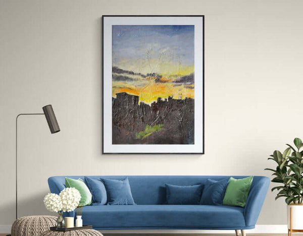 I colori della sera - Paesaggio serale con tonalità calde del tramonto, sfumature dorate e rossastre, atmosfera della fine del giorno