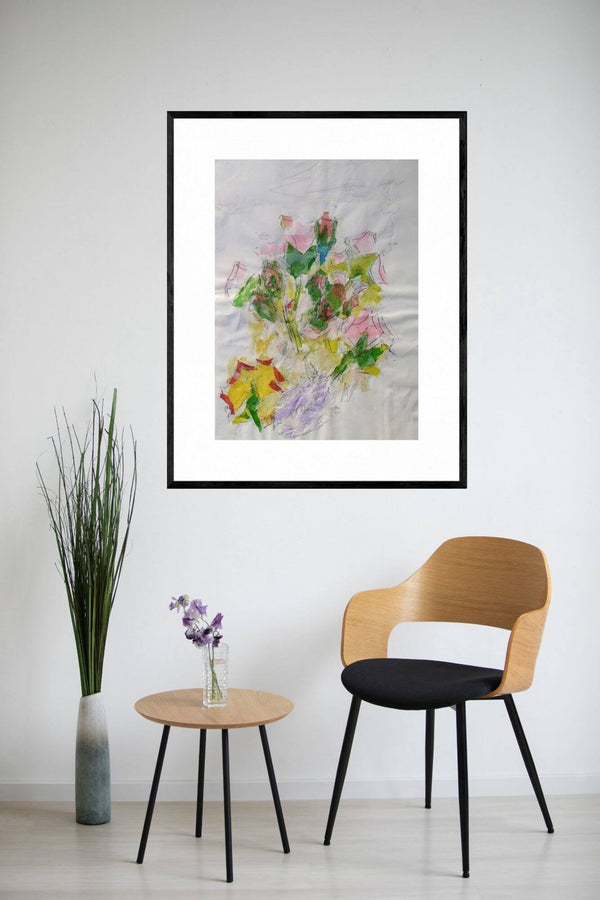 I petali delle rose - Esempio di come il dipinto originale si integra nell'ambiente domestico.