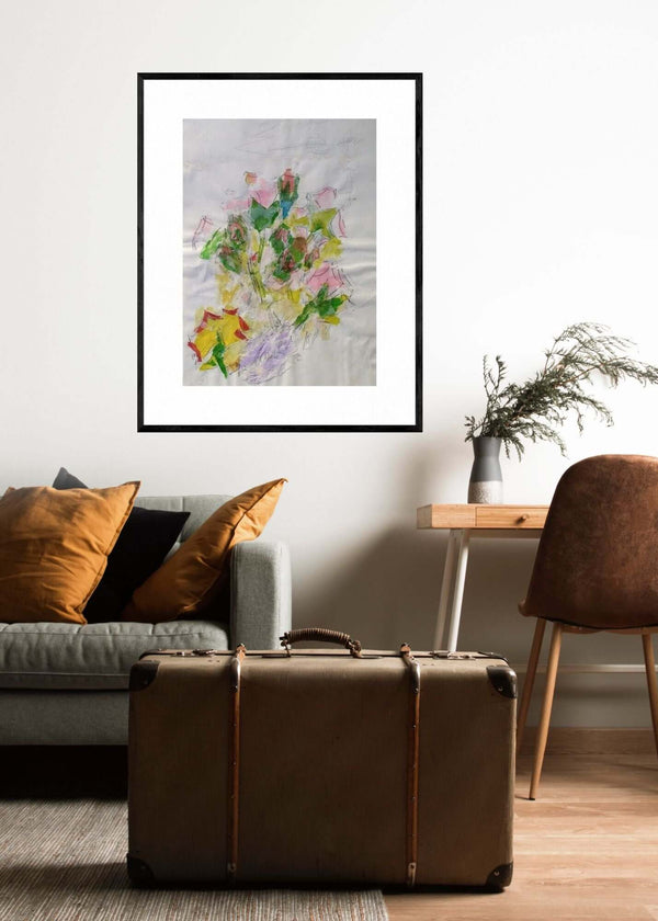 I petali delle rose - Rappresentazione artistica di un bouquet di fiori su carta, con tratti eleganti e vivaci. 