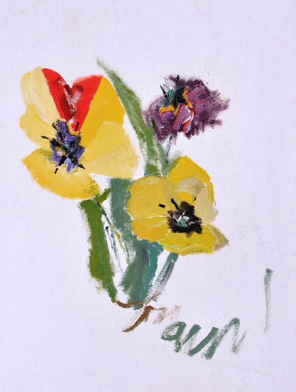 I tulipani - Vista dell'opera d'arte senza cornice, certificazione inclusa.